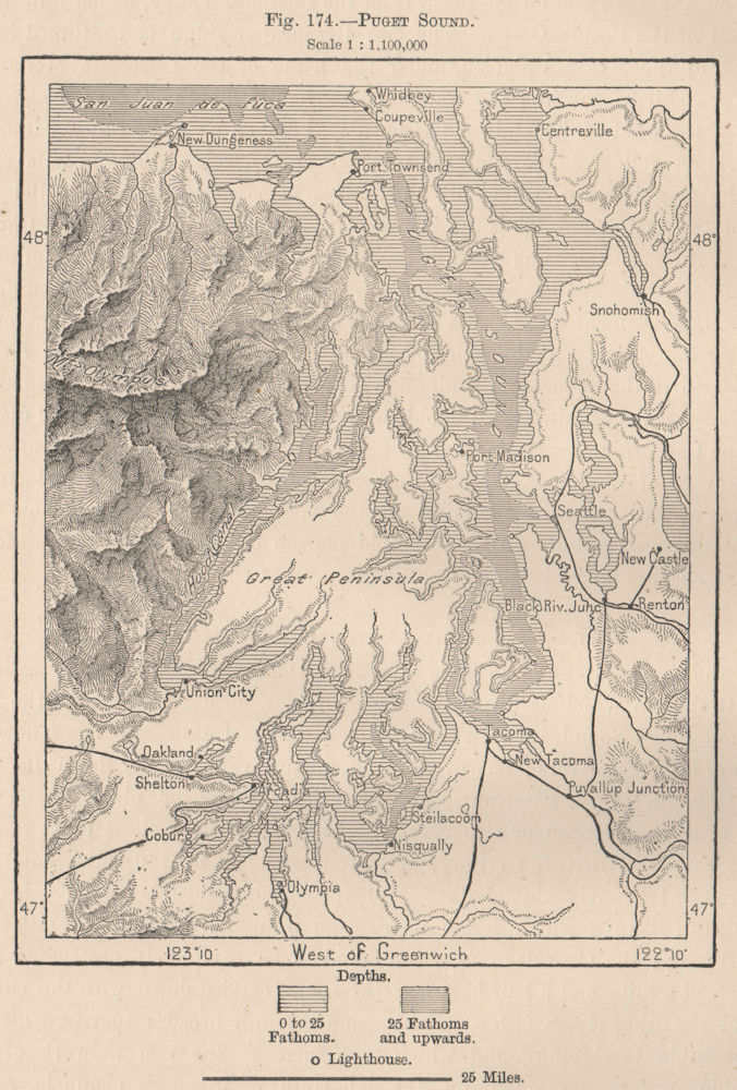 Puget Sound. Washington 1885 old antique vintage map plan chart