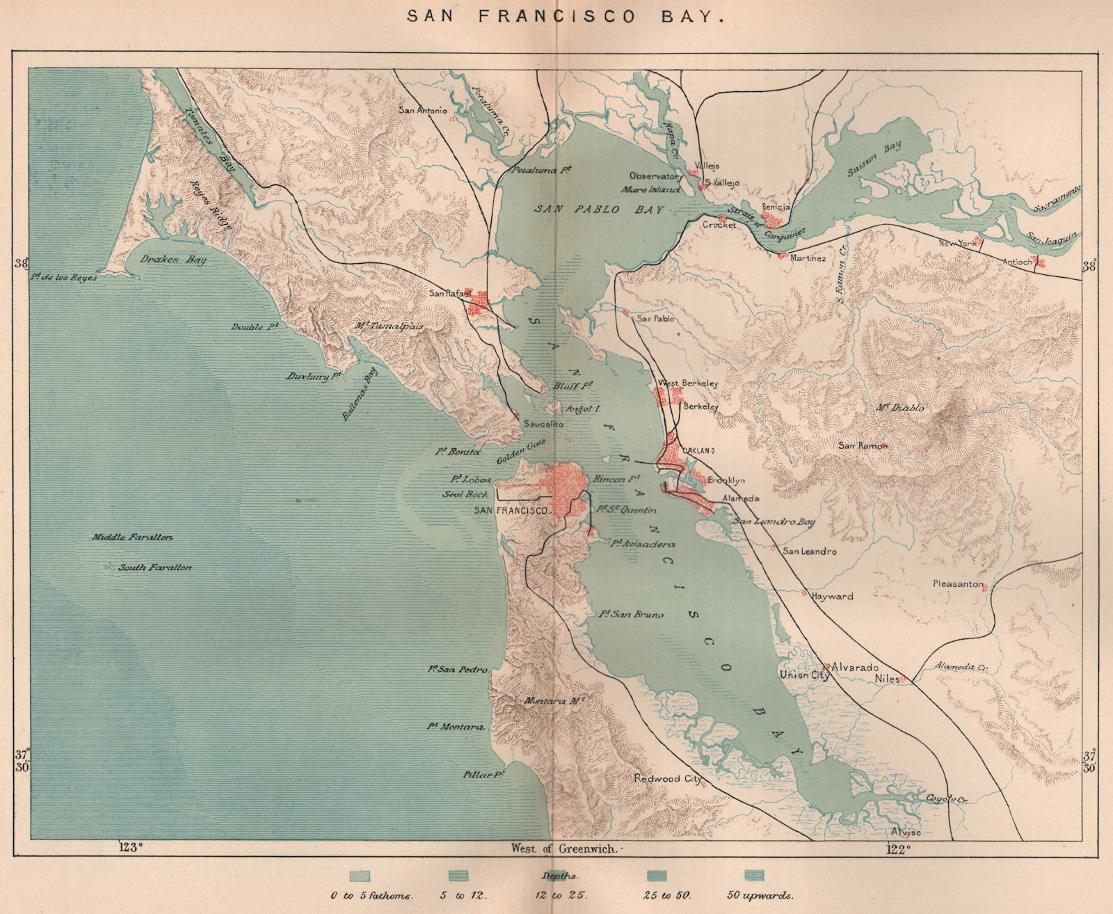 Associate Product San Francisco Bay. California 1885 old antique vintage map plan chart