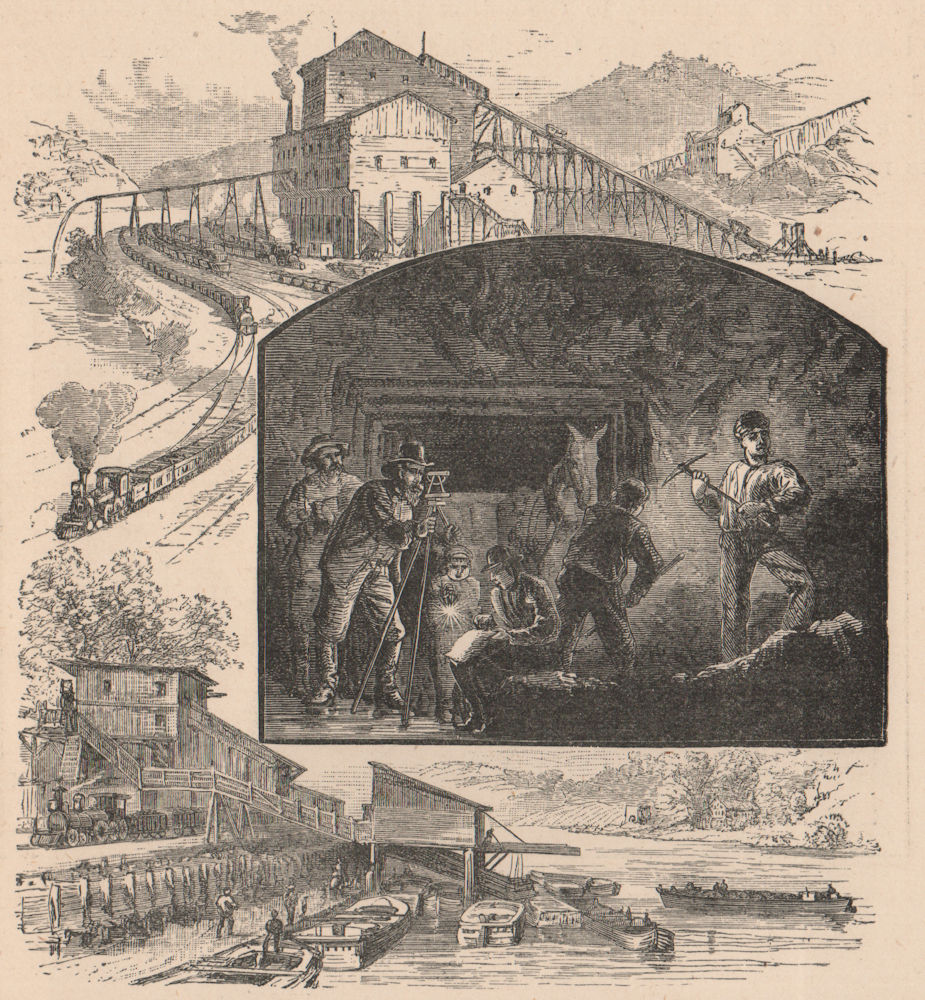 Coal Mining. Pennsylvania. United States 1885 old antique print picture