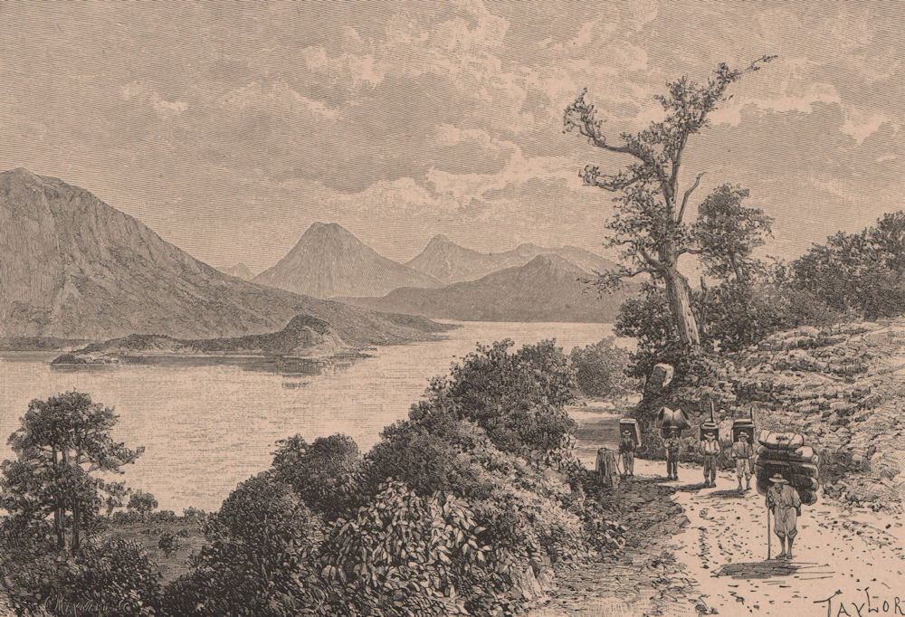 Associate Product View taken on Lake Atitlan. Guatemala. Central America 1885 old antique print