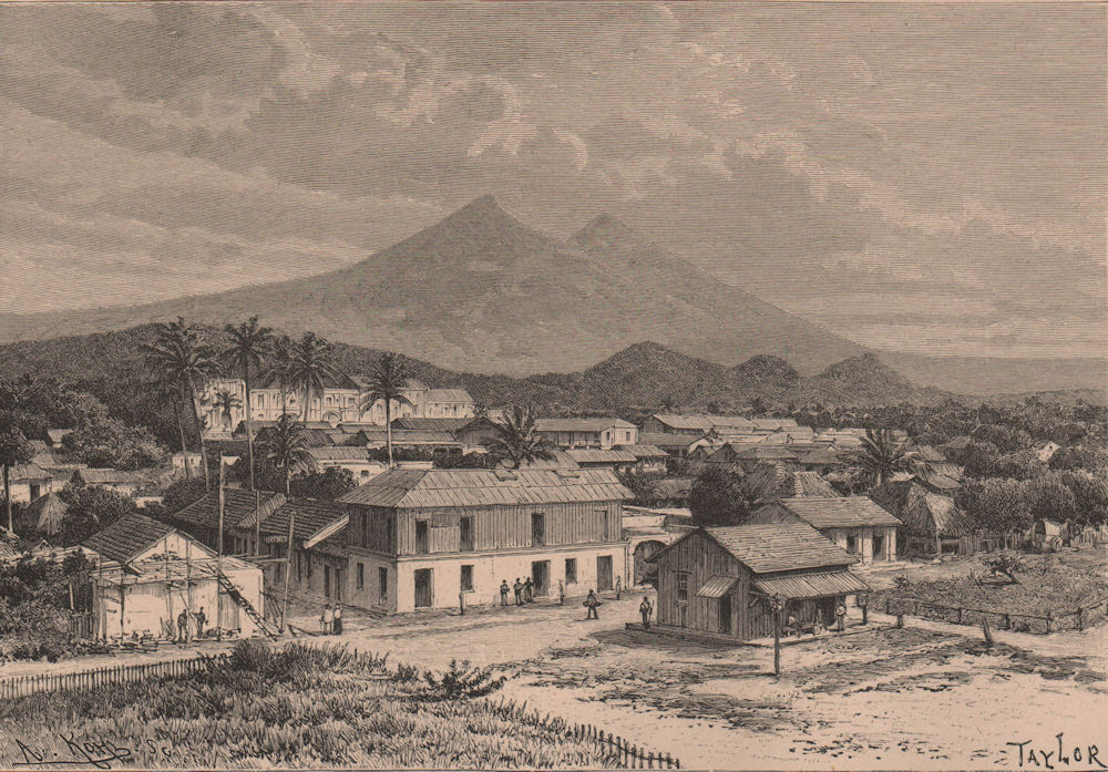 Escuintla - General view. Guatemala. Central America 1885 old antique print