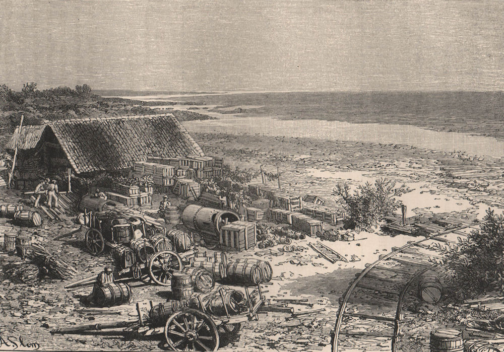 La Libertad, Port of San Salvador. El Salvador. Central America 1885 old print
