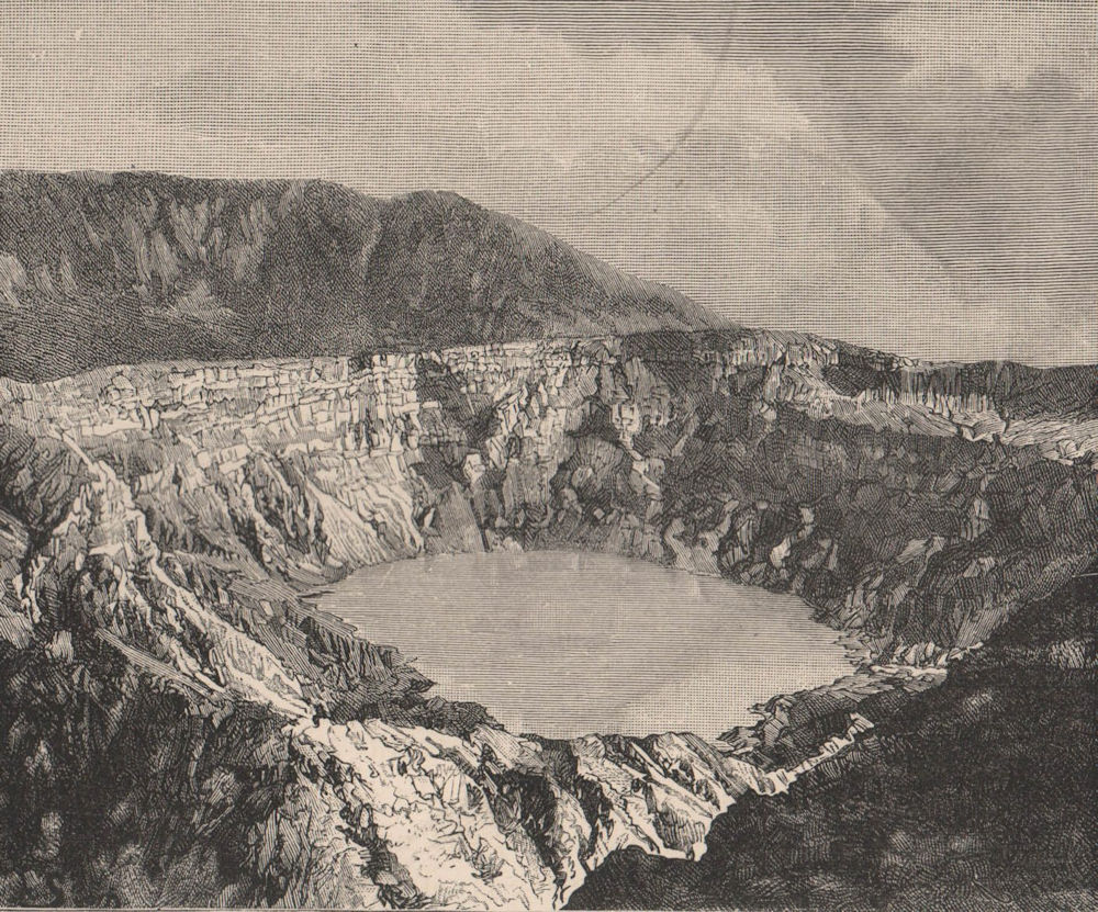 One of the three Craters of Poas Volcano. Costa Rica. Central America 1885