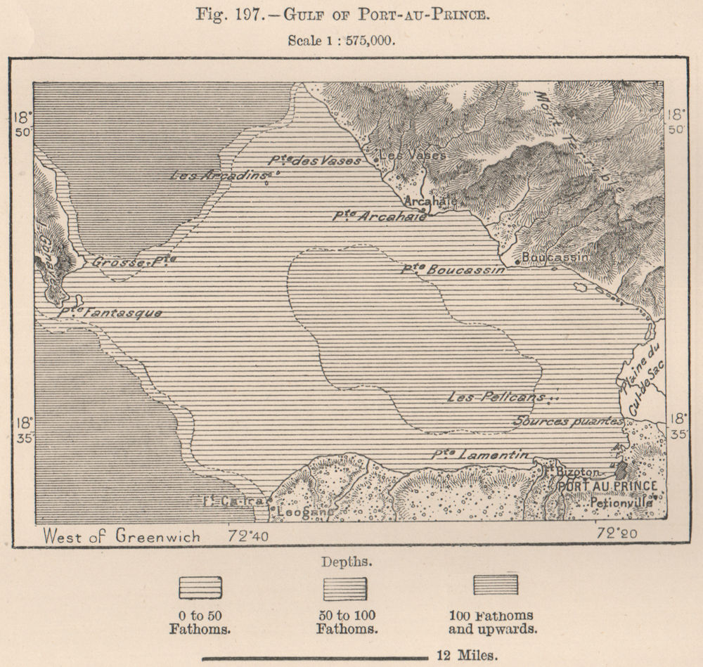 Gulf of Port-au-Prince. Haiti. Hispaniola 1885 old antique map plan chart