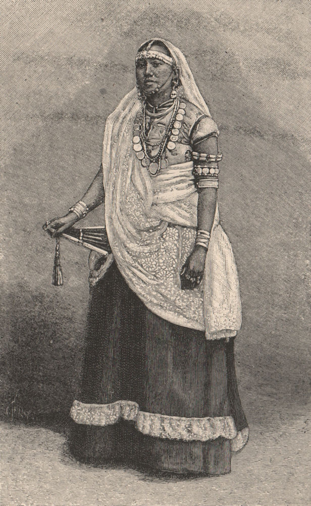 Wife of a rich Hindu Coolie. Trinidad and Tobago 1885 old antique print