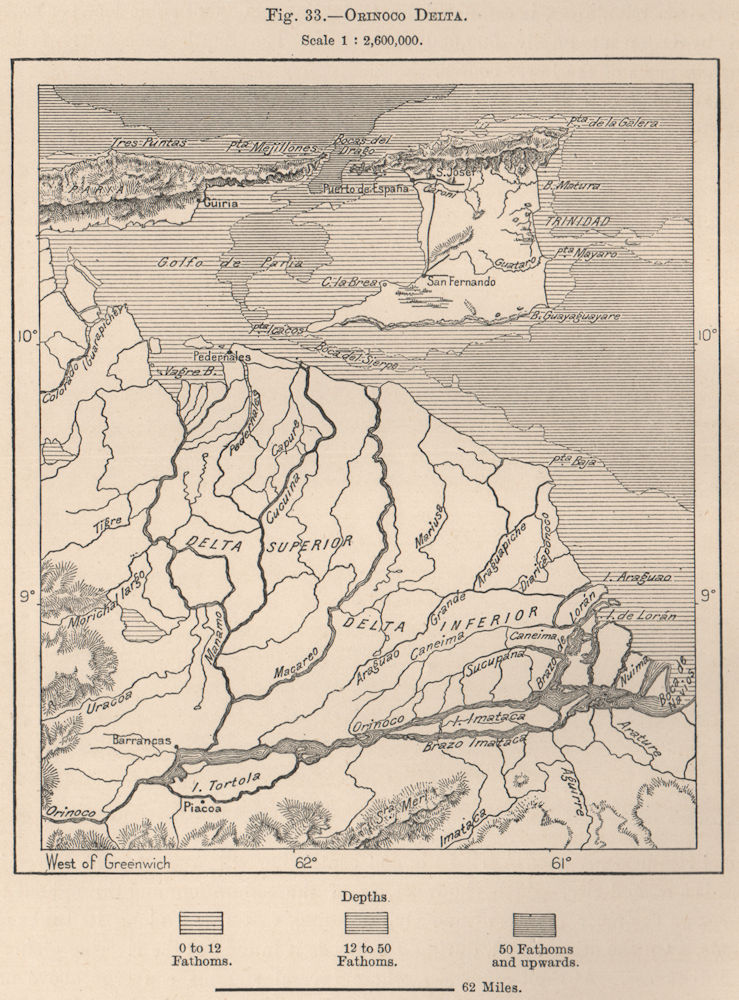 Associate Product Orinoco Delta. Venezuela 1885 old antique vintage map plan chart