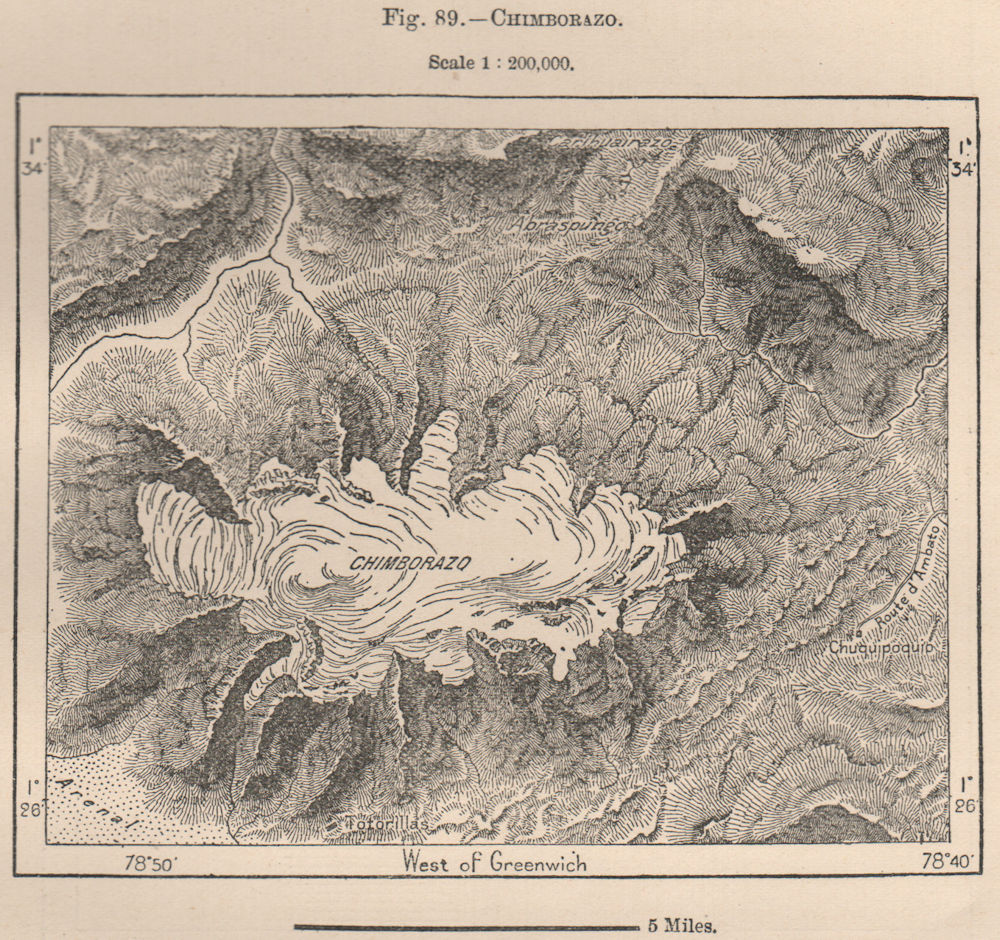 Associate Product Chimborazo. Ecuador 1885 old antique vintage map plan chart
