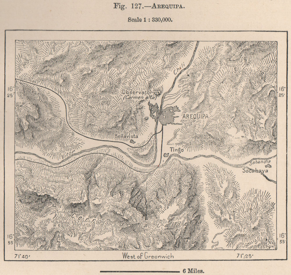 Arequipa. Peru 1885 old antique vintage map plan chart
