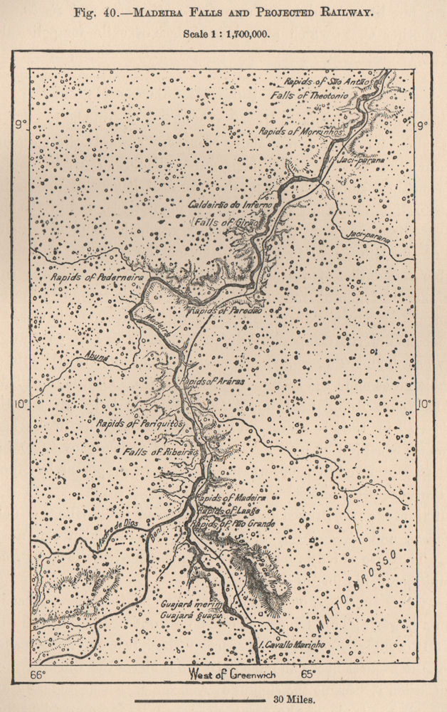 Associate Product Madeira river falls/planned railway.Teotônio Sao Antao Brazil Amazonia 1885 map