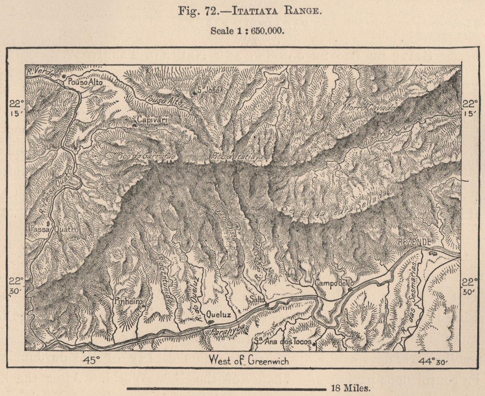 Associate Product Itatiaia Range & national park. Resende. Brazil 1885 old antique map chart