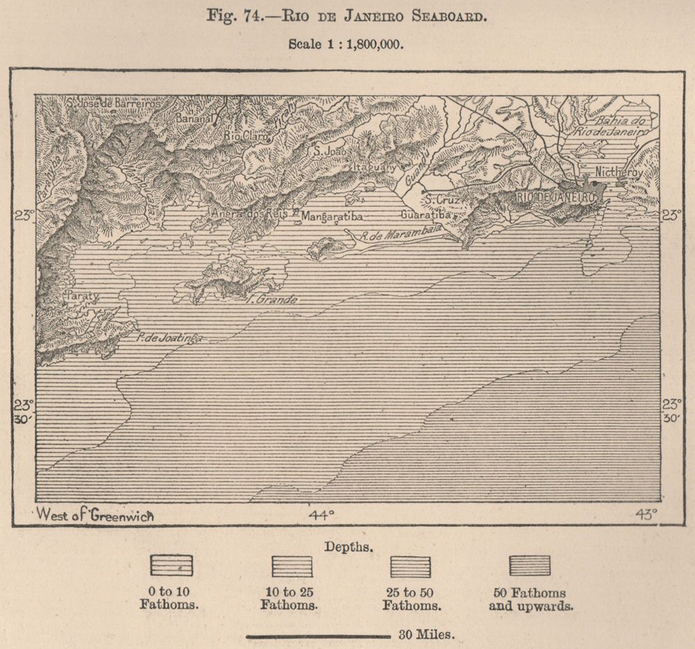 Associate Product Rio de Janeiro seaboard. Paraty. Ilha Grande. Brazil 1885 old antique map