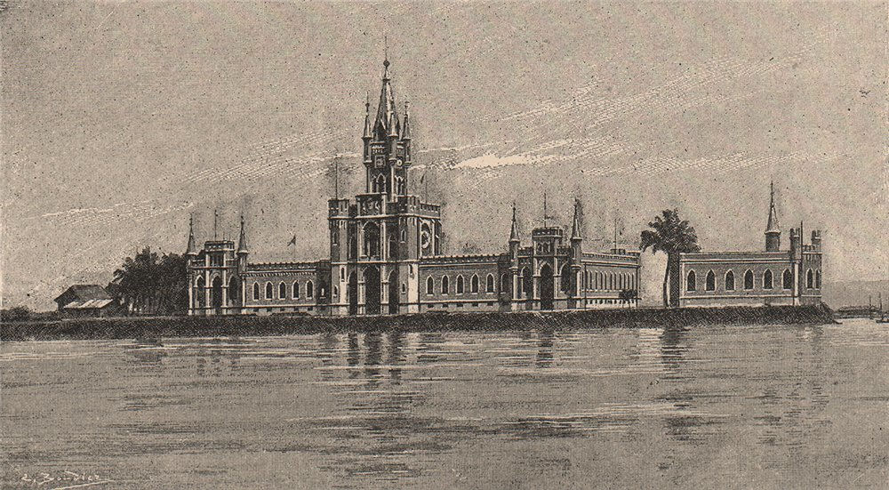 Associate Product Palace on Ilha Fiscal Island. Custom house, Rio de Janeiro bay. Brazil 1885