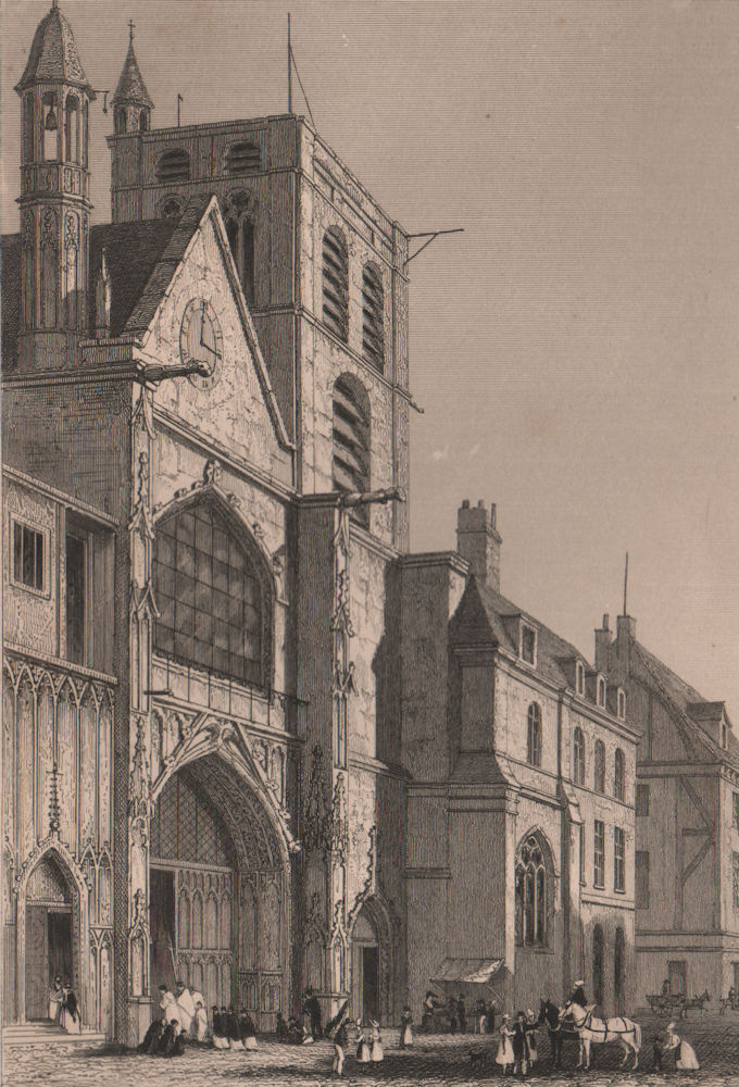 PARIS. L'eglise de Saint-Merri, Rue Saint-Martin. BICKNELL 1845 old print