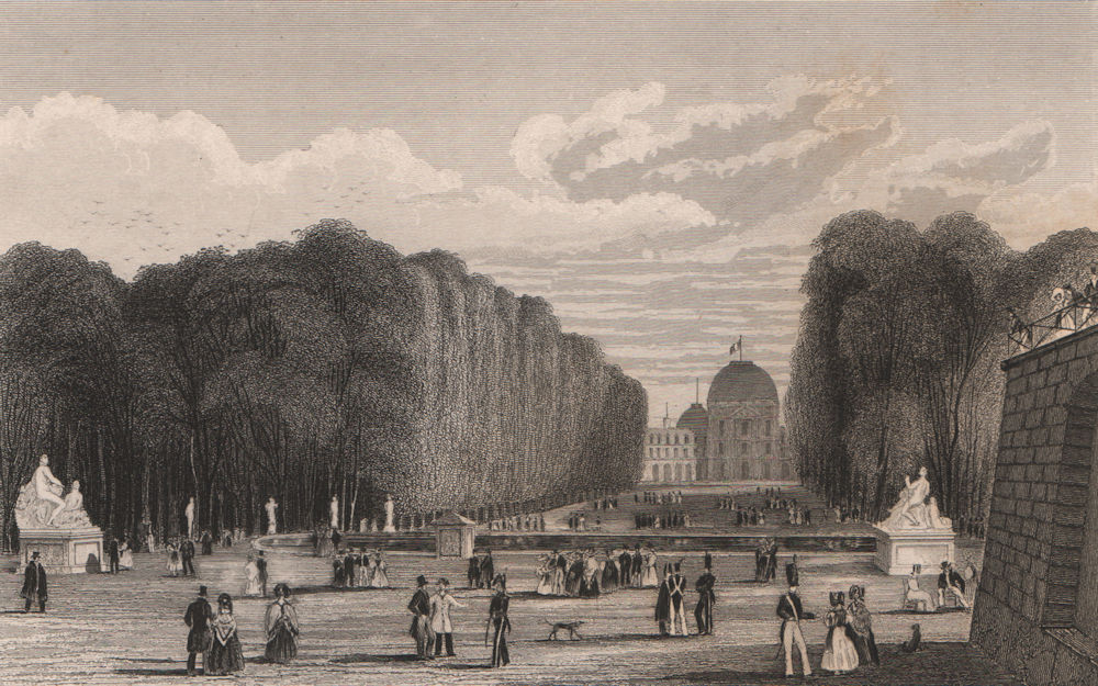 Associate Product PARIS. Jardins des Tuileries, pris de la grande entrée. BICKNELL 1845 print