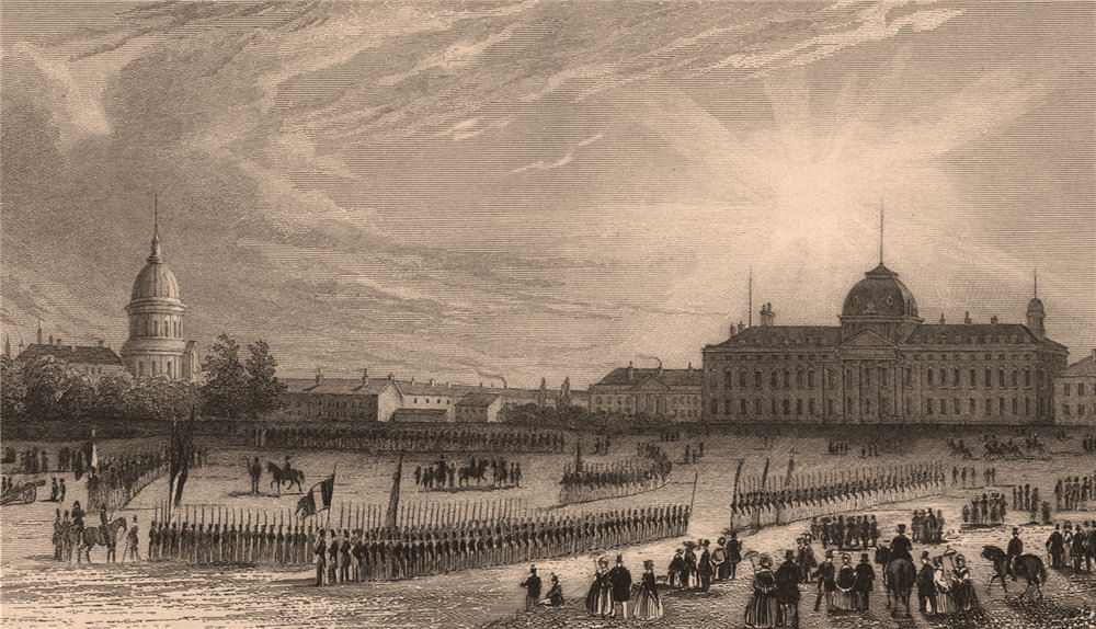 PARIS. Champ de Mars et Ecole Militaire. BICKNELL 1845 old antique print