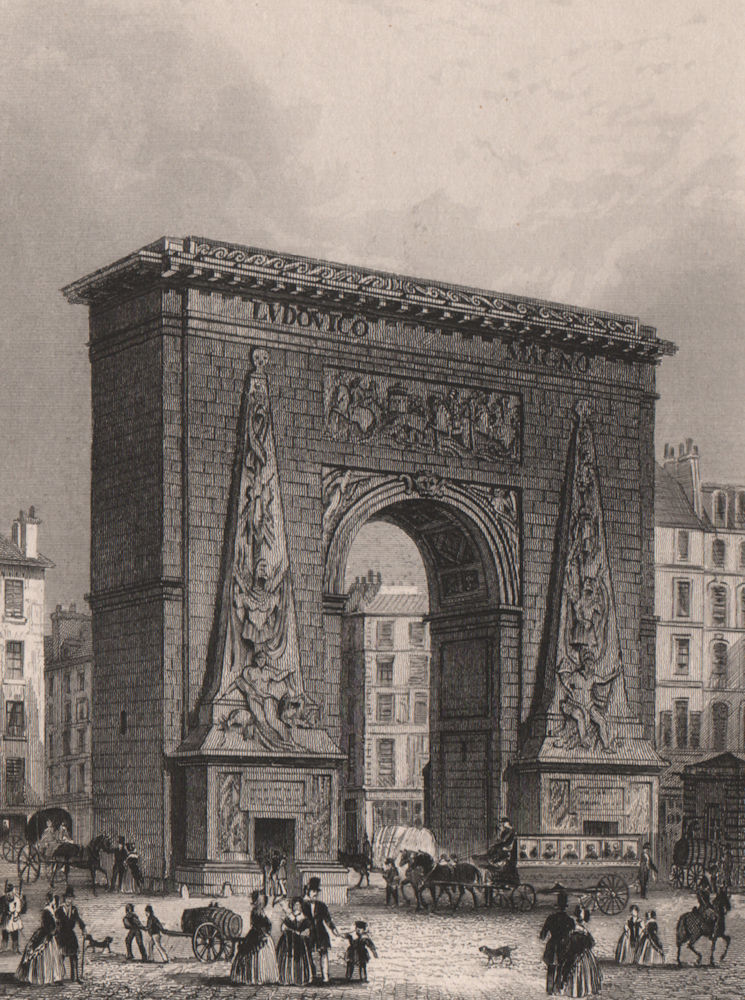 Associate Product PARIS. Porte Saint-Denis. BICKNELL 1845 old antique vintage print picture