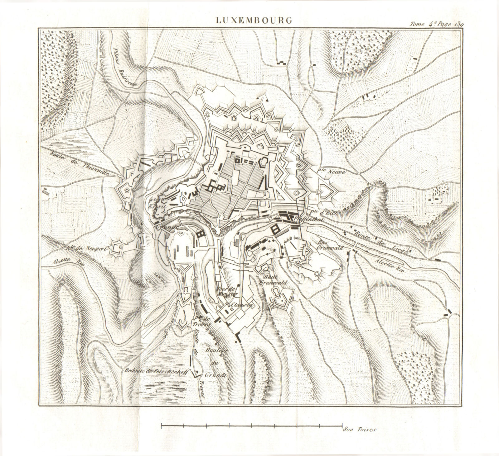 Citadel of Luxembourg 1817 old antique vintage map plan chart