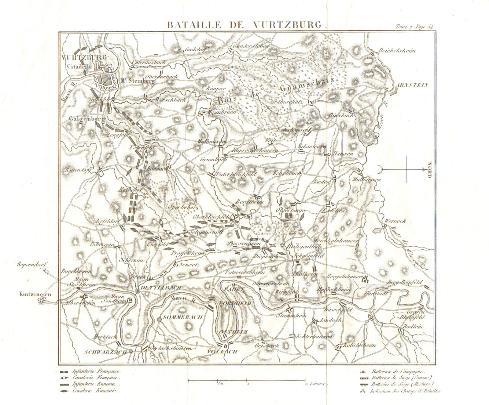 Associate Product Battle of Vurtzburg/Würzburg 1796. War of the First Coalition. Bavaria 1818 map