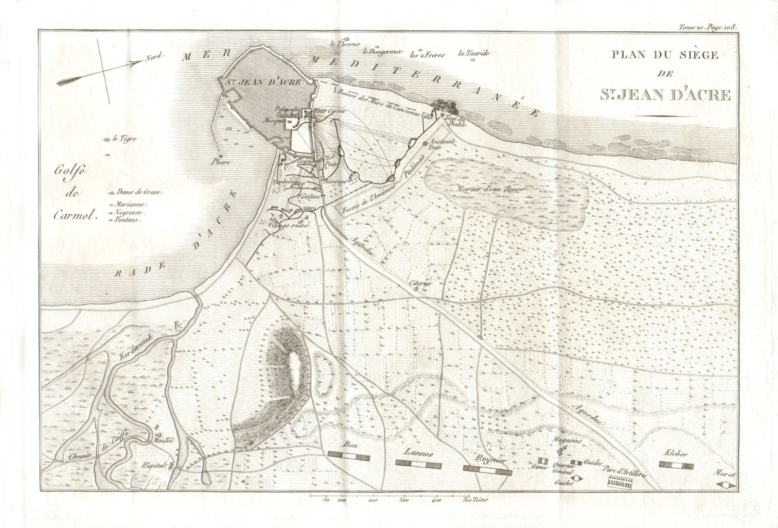 Siege of St. Jean d'Acre (Akko) 1799, Palestine/Israel. Akka Kuşatması 1818 map