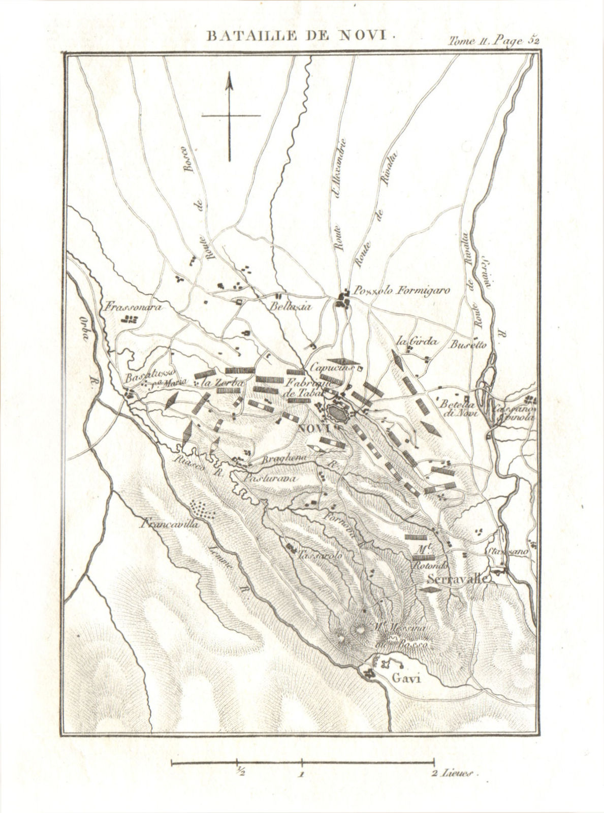 Battle of Novi 1799. Novi Ligure. War of the Second Coalition. Italy 1819 map