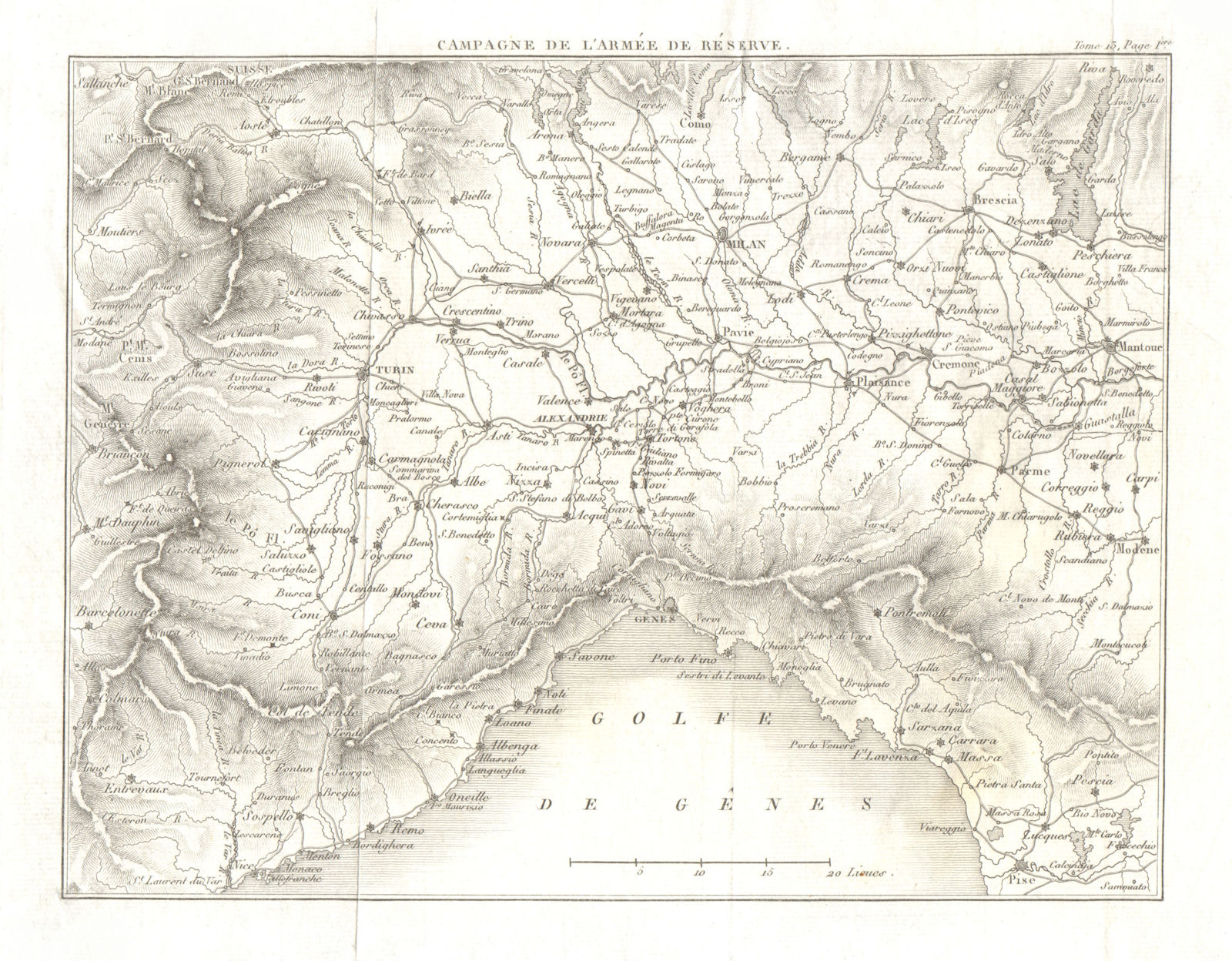 NORTH WEST ITALY. Piemonte Liguria Piedmont 1819 old antique map plan chart