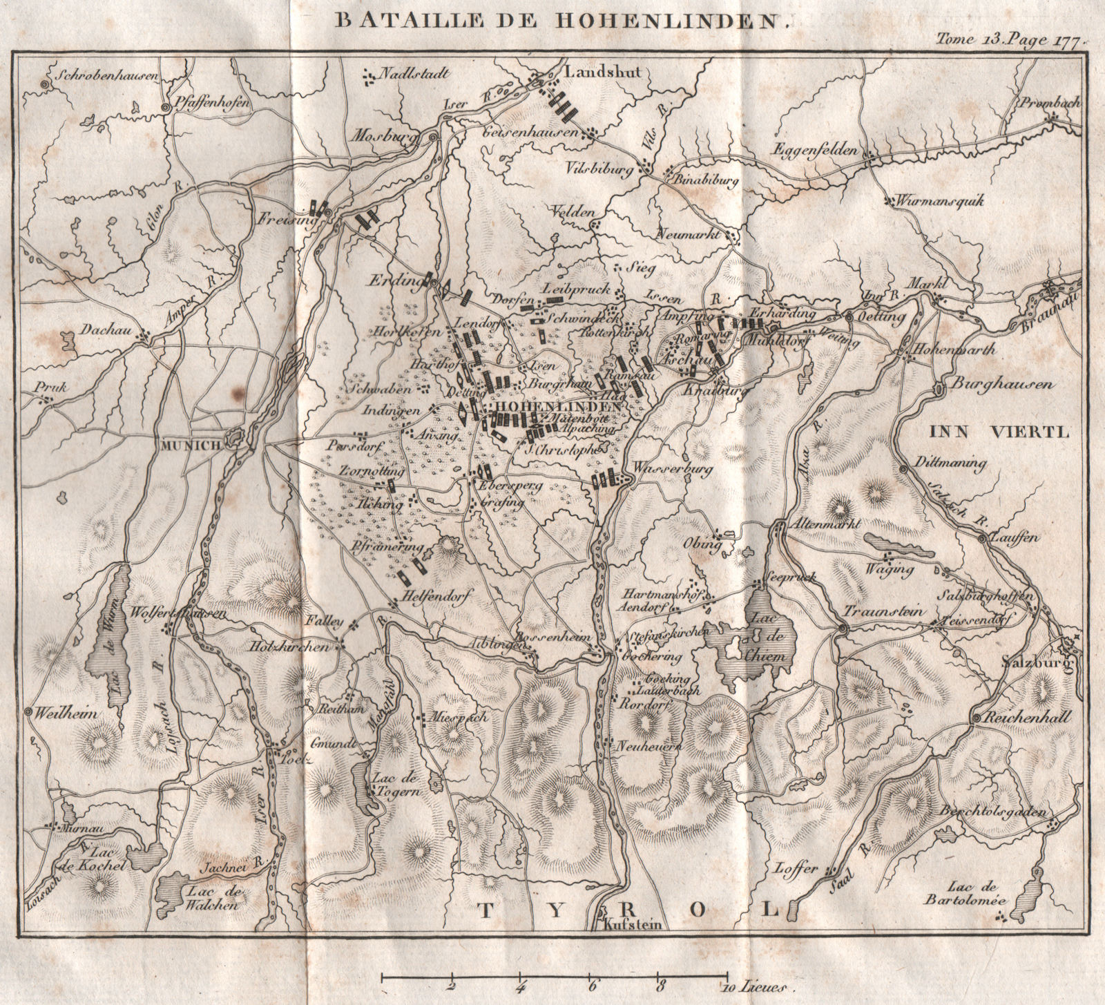 Associate Product Battle of Hohenlinden 1800. War of the Second Coalition. Bavaria 1819 old map
