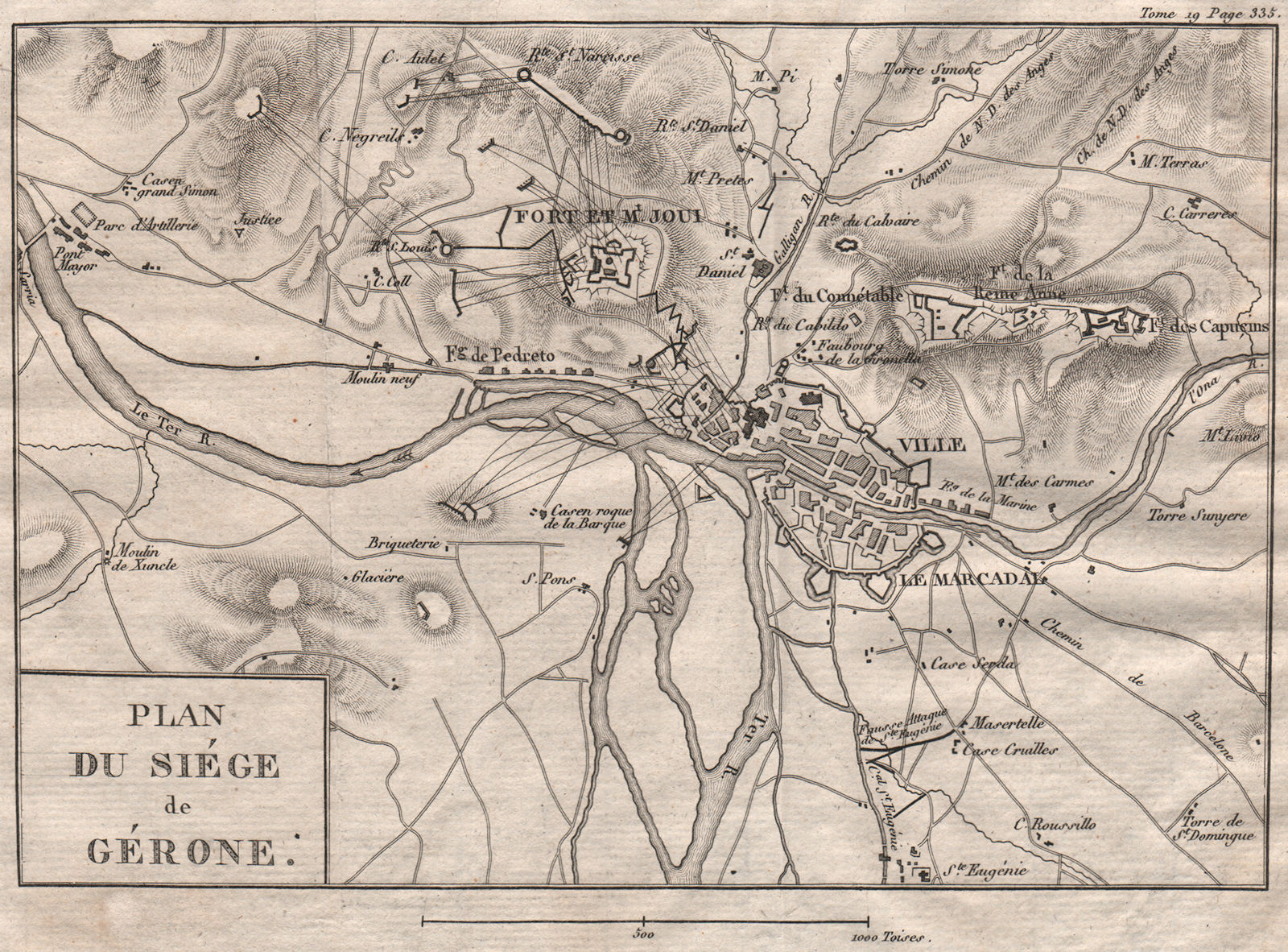 Associate Product Siege of Gerona. Peninsular War. 1808-9. Spain 1820 old antique map plan chart