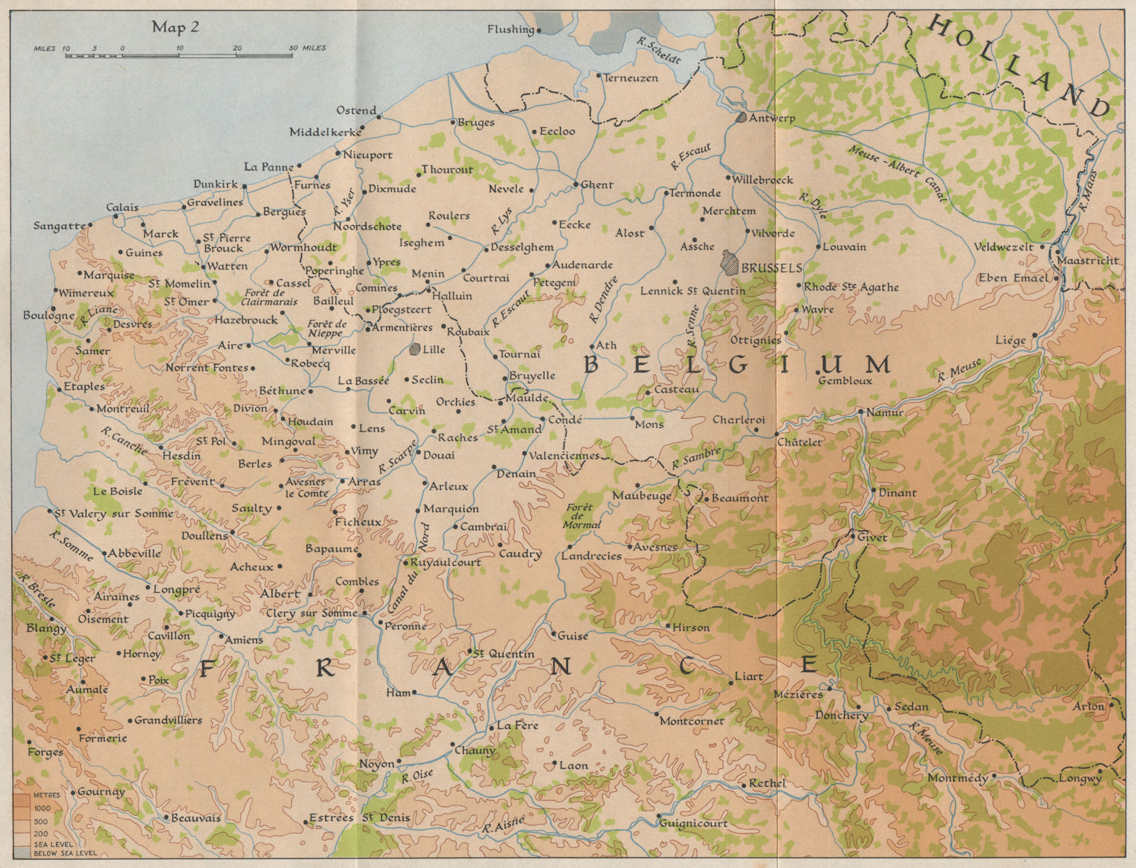 FLANDERS IN 1940. Northern France & Belgium. HMSO 1953 old vintage map chart