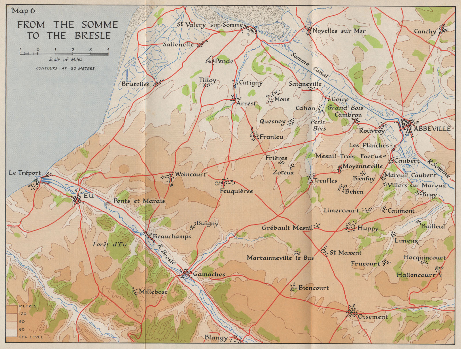 SOMME 1940. Abbeville Eu Le Tréport Gamaches Oisemont. HMSO 1953 old map