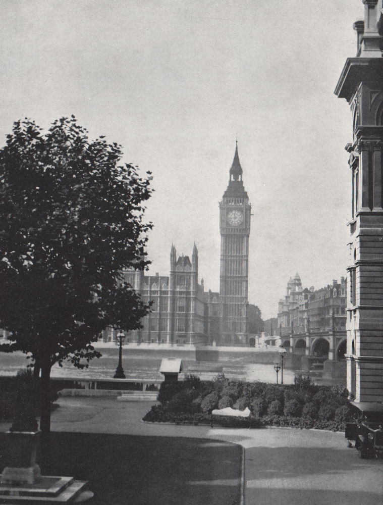 Associate Product Westminster Bridge and "Big Ben.". E.O. HOPPÉ. London 1930 old vintage print