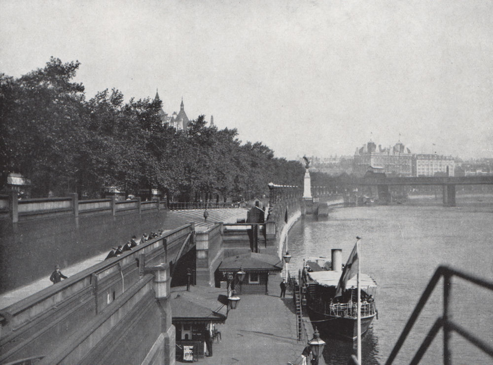 The Embankment. E.O. HOPPÉ. London 1930 old vintage print picture