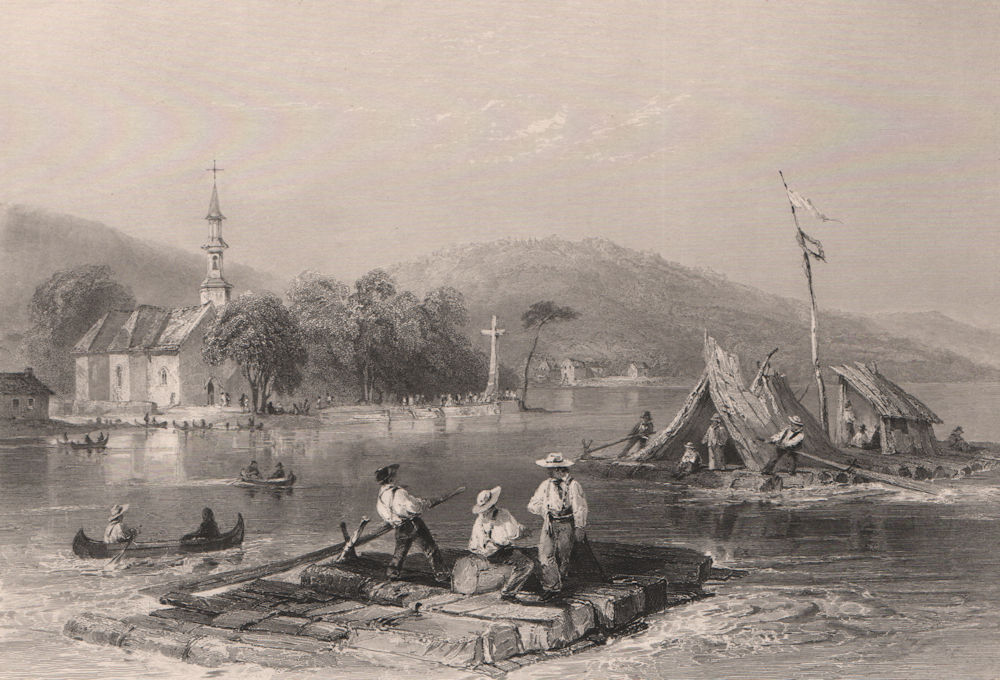 Associate Product QUEBEC. Lake of the two Mountains. Lac des Deux Montagnes. Church. BARTLETT 1842