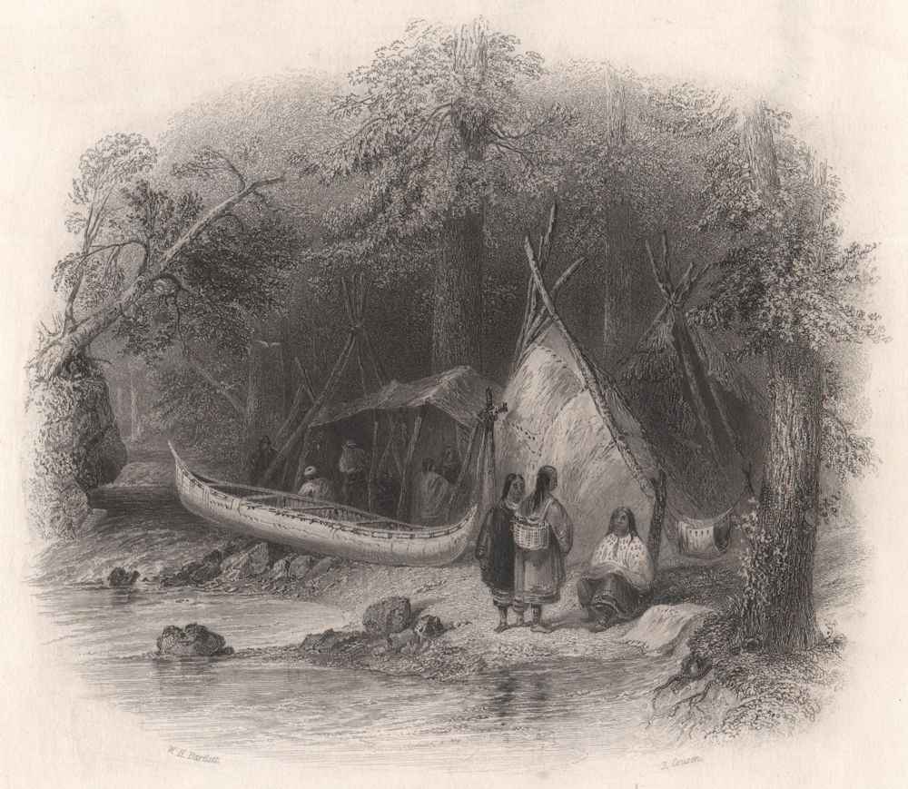 Associate Product CANADA. Wigwam (Tipi/Teepee) in the Forest. BARTLETT 1842 old antique print