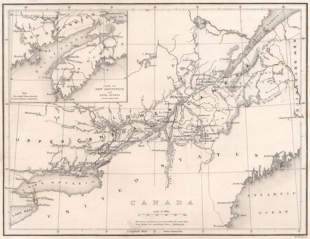 Associate Product CANADA. Ontario Quebec New Brunswick & Nova Scotia. BARTLETT 1842 old map