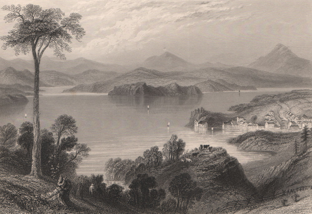 CANADA. Lake Memphremagog. Vermont/Quebec. BARTLETT 1842 old antique print