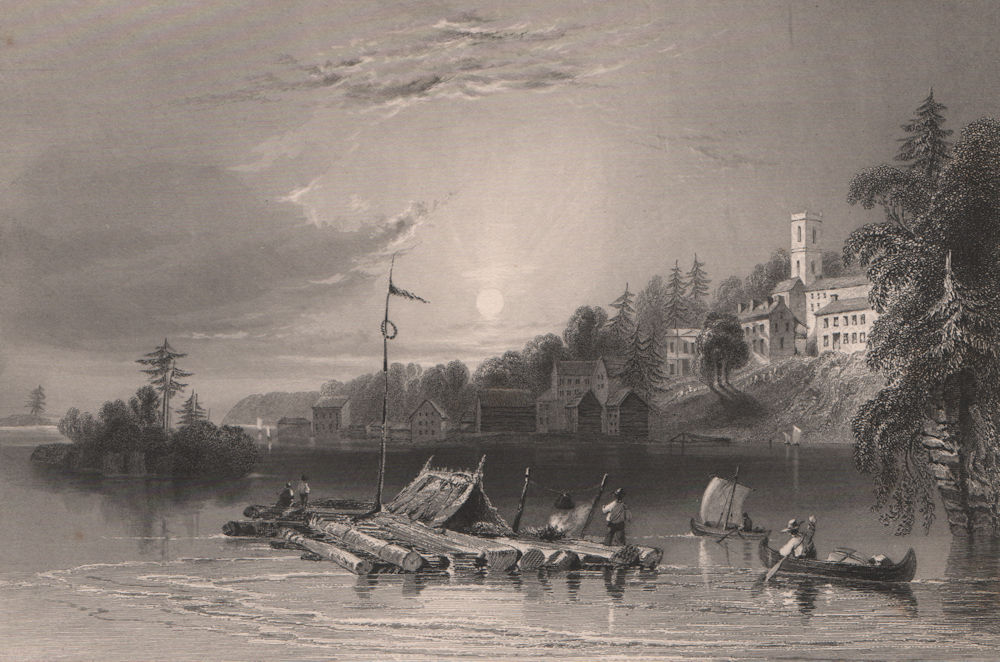 Associate Product CANADA. Brockville, Ontario. Raft on the St. Lawrence. BARTLETT 1842 old print