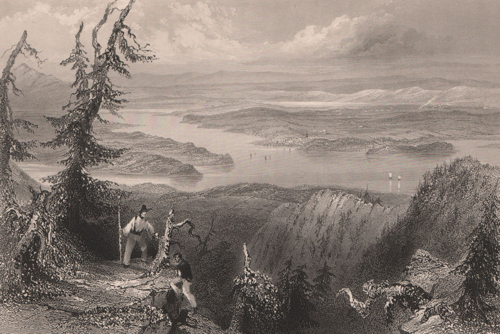 Associate Product CANADA. View over Lake Memphremagog. Vermont/Quebec. BARTLETT 1842 old print