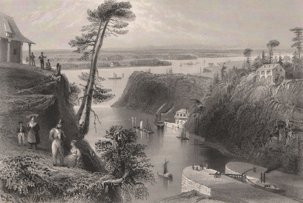 CANADA. The Rideau Canal, Bytown (City of Ottawa). BARTLETT 1842 old print