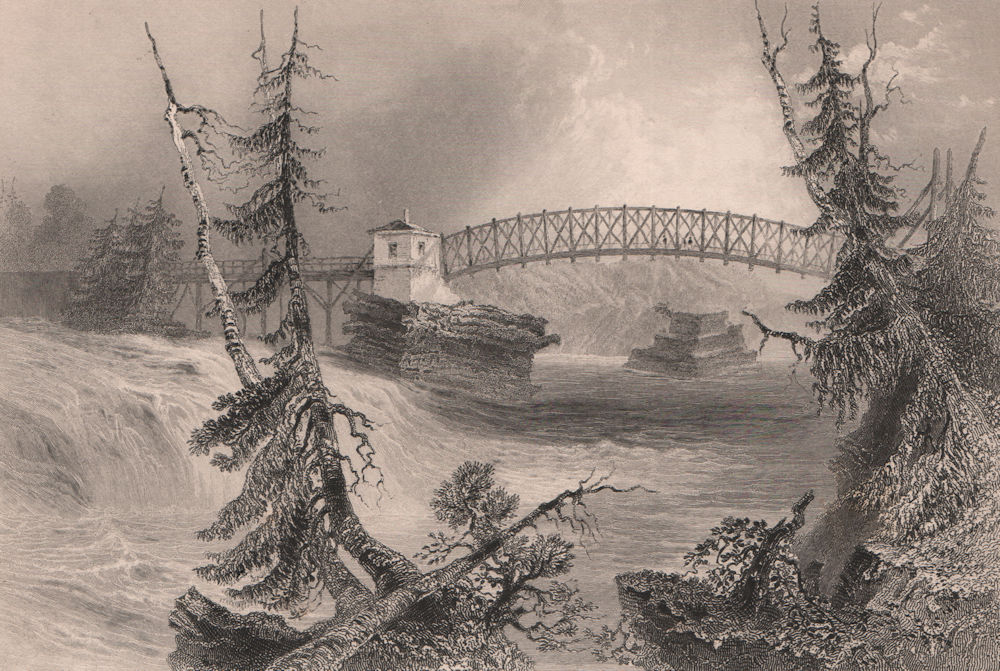CANADA. Bridge at Bytown (City of Ottawa), Upper Canada (Ontario). BARTLETT 1842