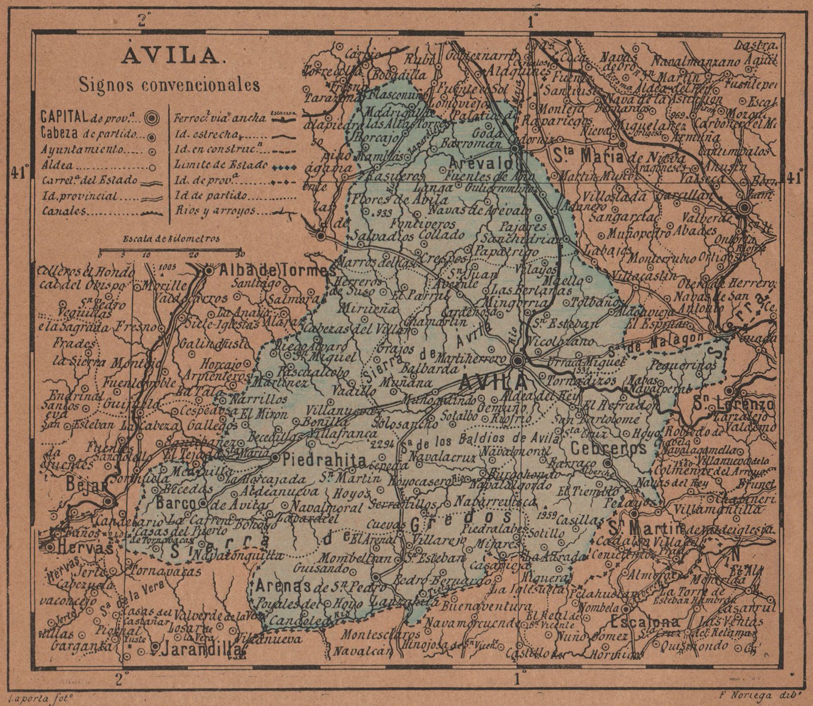 Associate Product ÁVILA. Avila. Castilla y León. Mapa antiguo de la provincia 1905 old