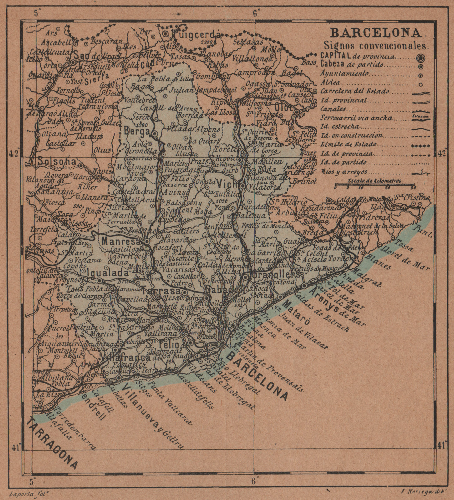 Associate Product BARCELONA. Cataluña Catalunya Catalonia. Mapa antiguo de la provincia 1905