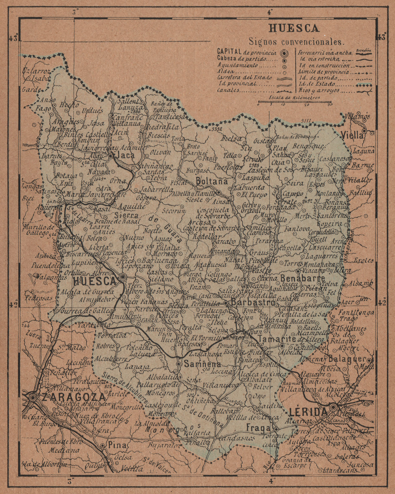 Associate Product HUESCA. Aragon. Mapa antiguo de la provincia 1905 old antique plan chart