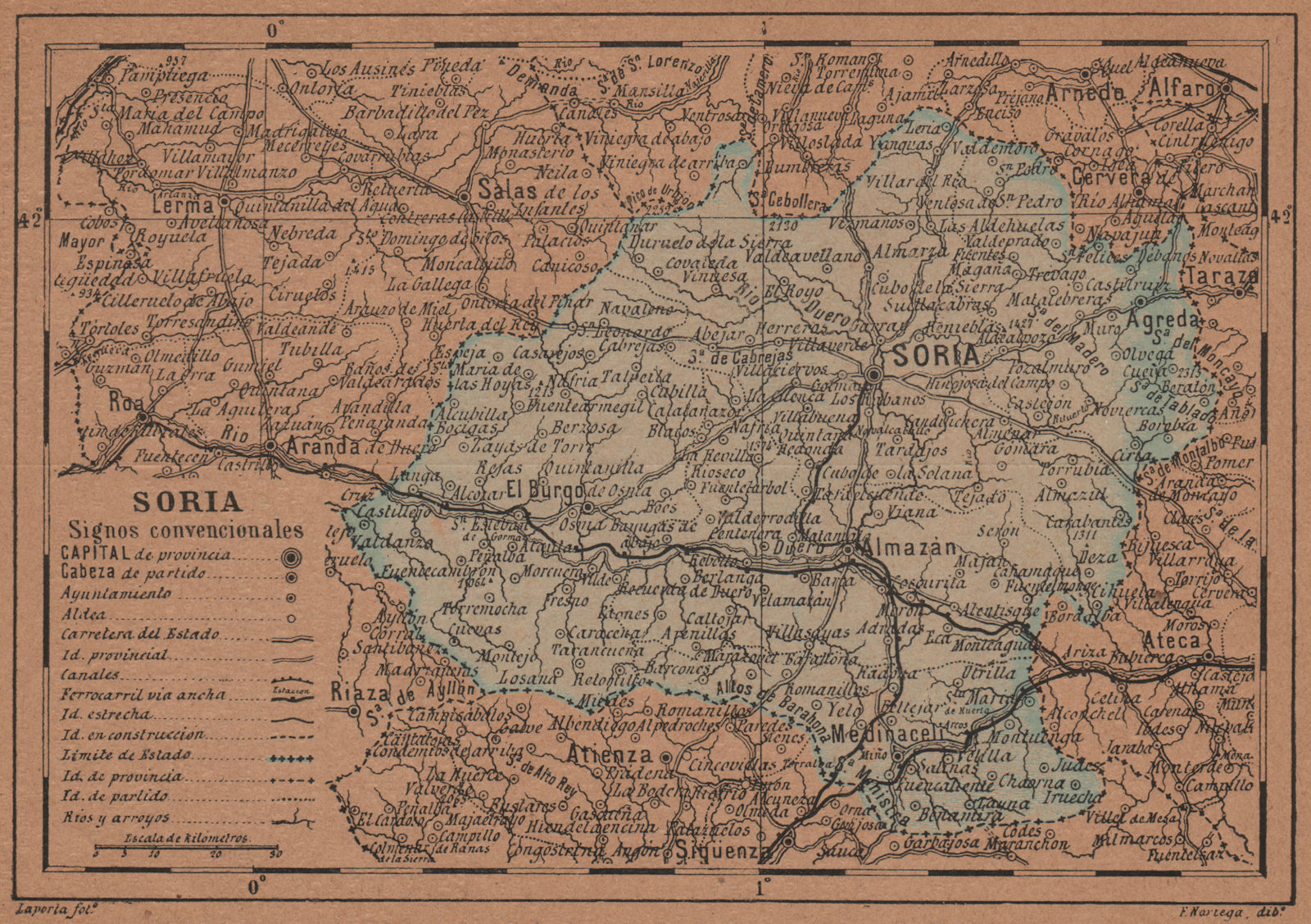 Associate Product SORIA. Castilla y León. Mapa antiguo de la provincia 1905 old antique