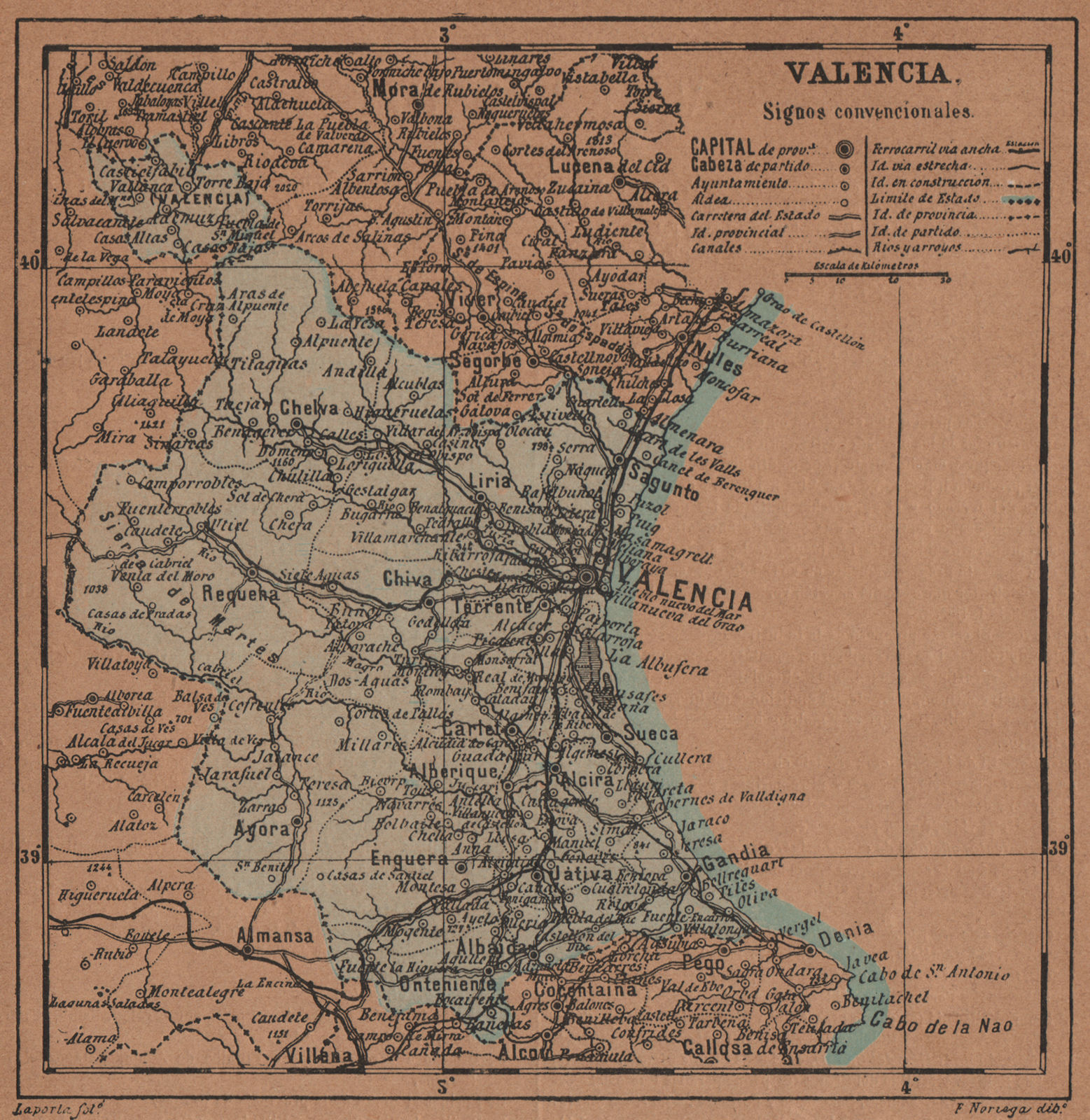 Associate Product VALENCIA. València. Comunidad Valenciana. Mapa antiguo de la provincia 1905