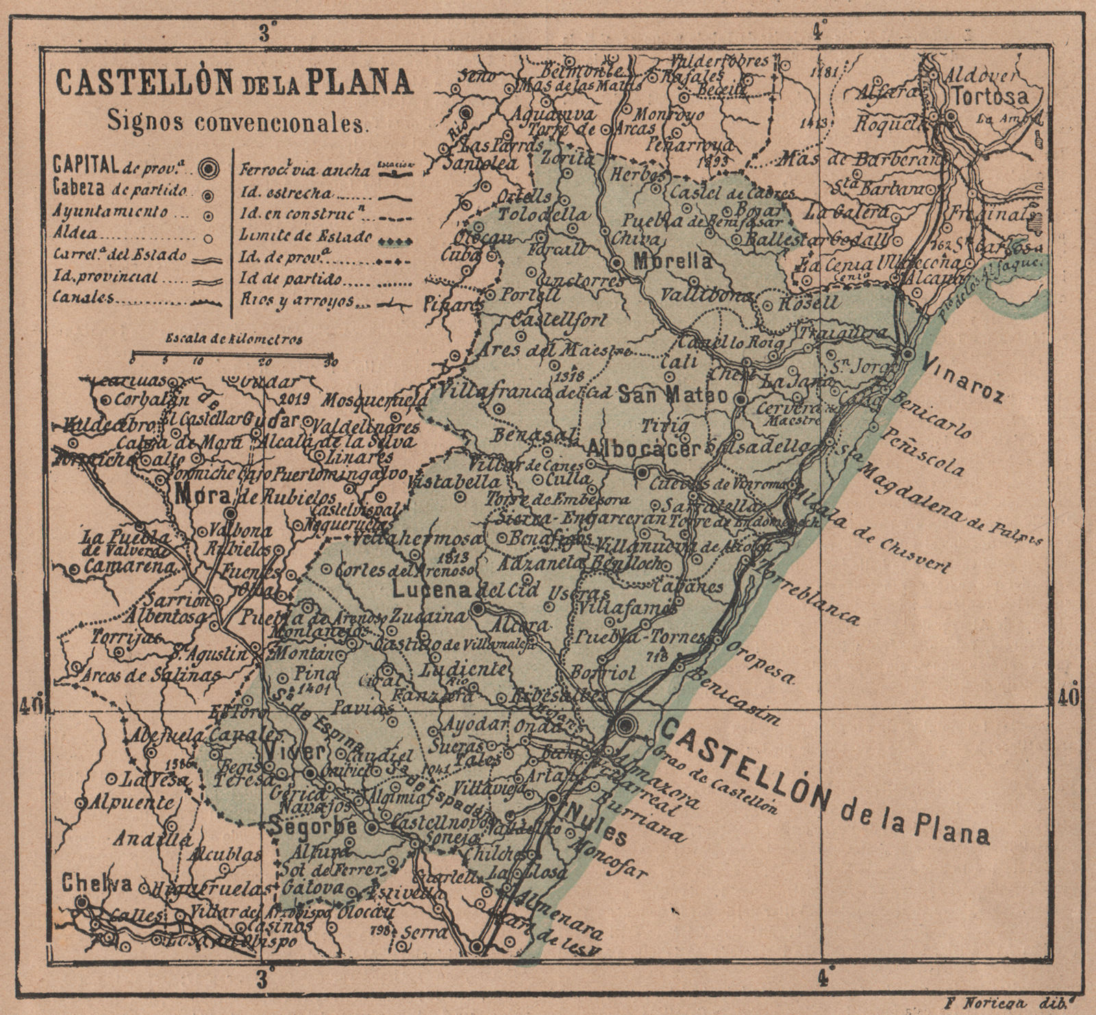Associate Product CASTELLÓN DE LA PLANA Comunitat/Comunidad Valenciana Mapa antiguo provincia 1908