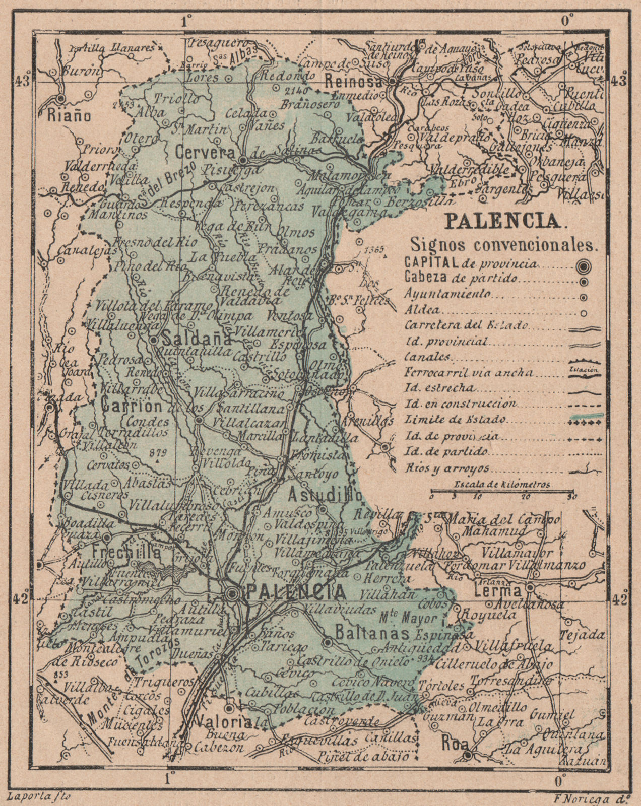 Associate Product PALENCIA. Castilla y León. Mapa antiguo de la provincia 1908 old antique