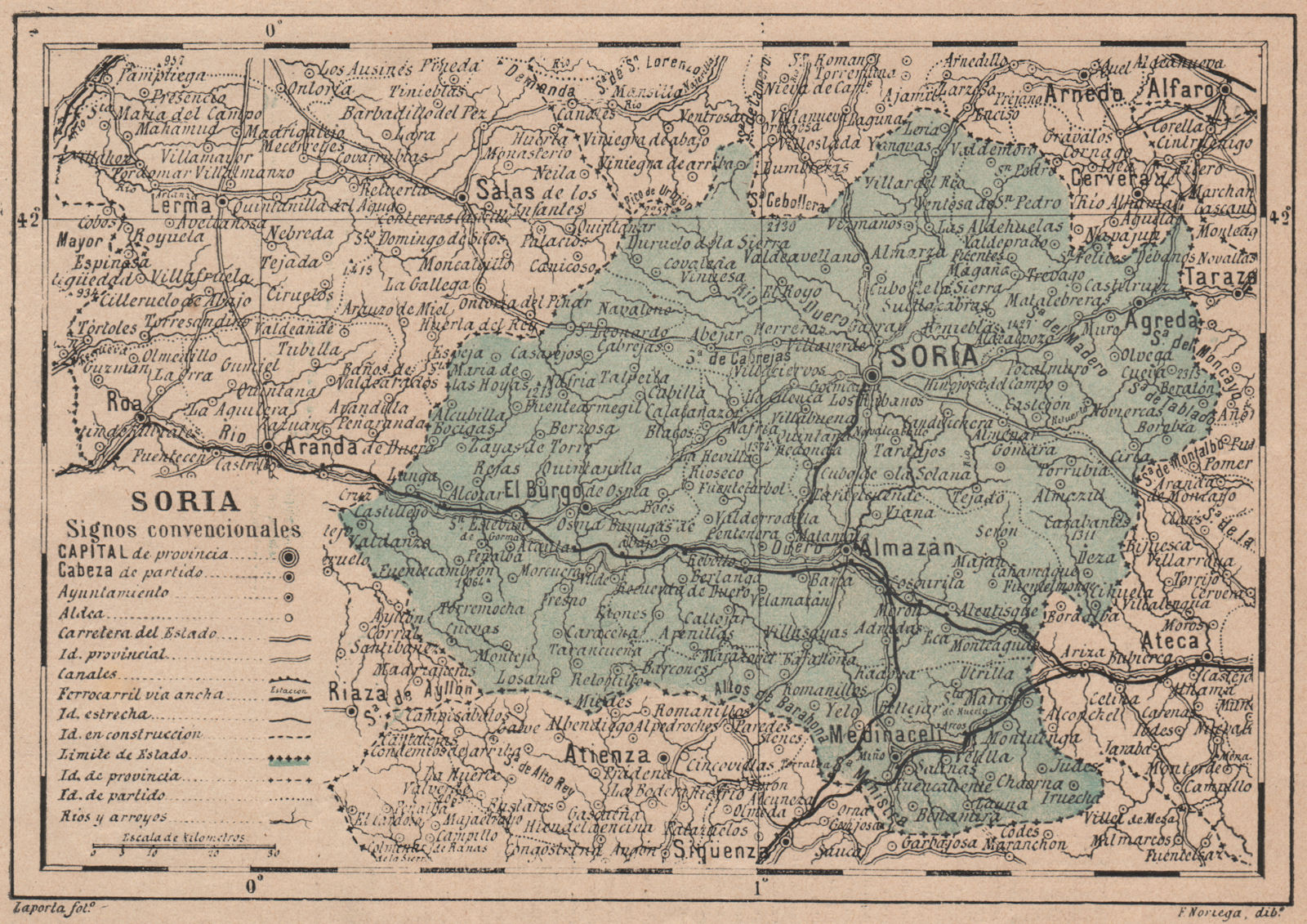 Associate Product SORIA. Castilla y León. Mapa antiguo de la provincia 1908 old antique