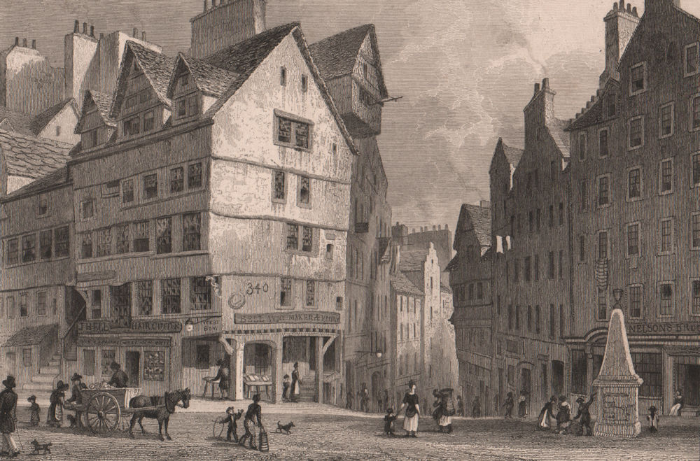 EDINBURGH. The West Bow, from the Lawnmarket. SHEPHERD 1833 old antique print