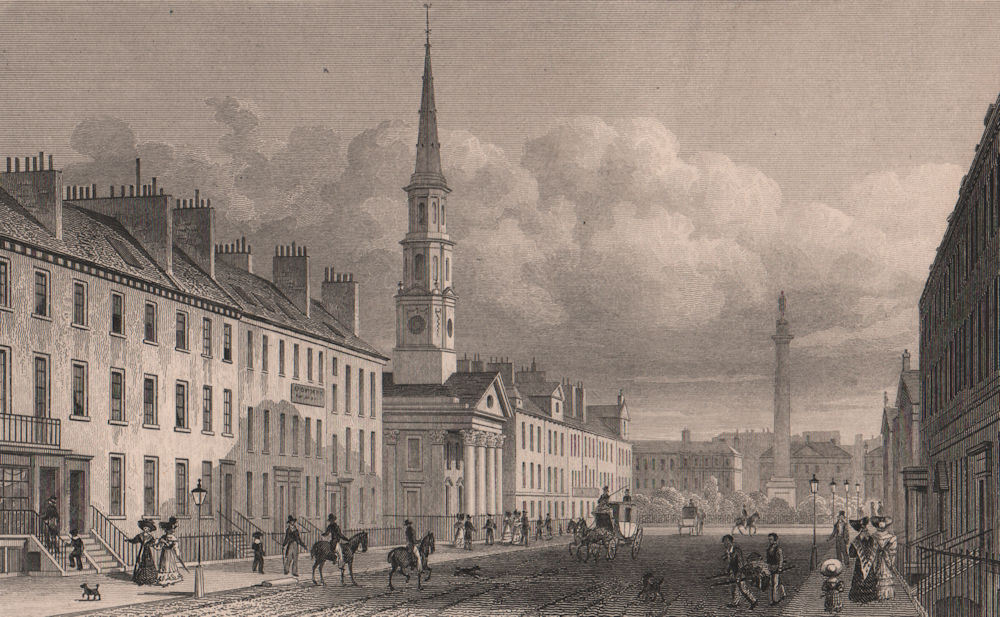 EDINBURGH St Andrew's & St George's West Church/Street. Melville Monument 1833