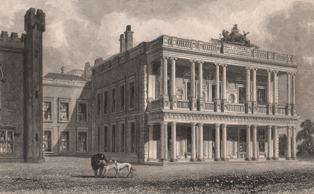 Associate Product South front of Knowsley Hall, Merseyside. Liverpool. HARWOOD 1829 old print